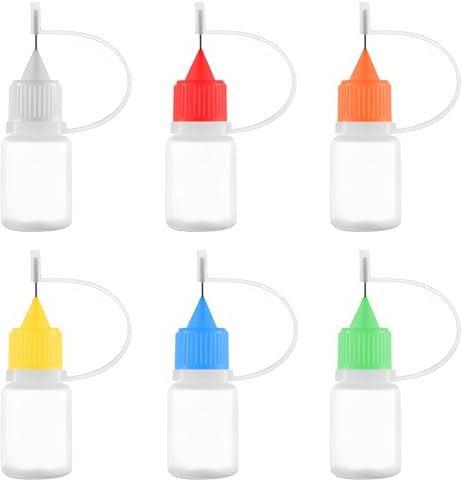 Aplicador de Pegamento 6 Piezas - Botella Precisa 5ml Punta de Aguja, Plástico Exprimible y Cuentagotas