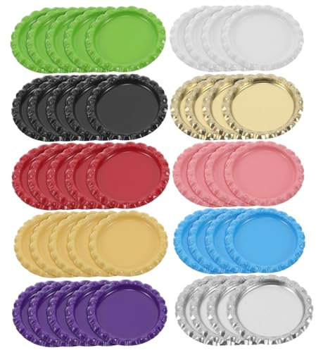 NUOBESTY Dekorative Flaschenverschlüsse Aus Metall Für Bastelprojekte Flache Verschlüsse Für Scrapbooking Und Schmuckherstellung Abgeflachte Design Für DIY-Accessoires