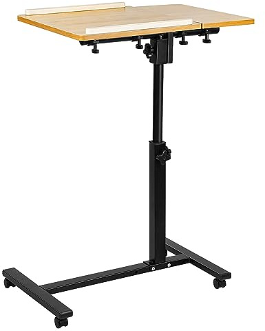 HUOLE Trolley mit Rollen, für PC, Computer, Projektor, mit Rollen, höhenverstellbar – 70 x 44 x 95 cm (Holzfarben)