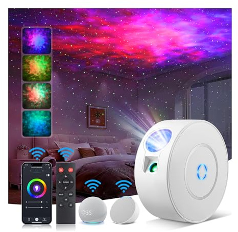 Aurviv Laser Safety Certified Star Projector, Galaxy Projector with Smart App & Voice Control, 900 Sq.ft Coverage, 4 Custom Scenes, 25dB Silent Operation with 4 Positioning Angles