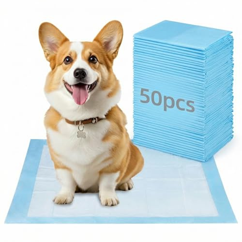 QWORK® 50 Pieces Puppy Training Pads, 55x85cm 6-Layers Highly Absorbent Dog Pee Pads, for Puppies, Small Pets