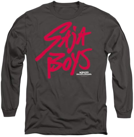 Kpop Demon Hunters K-pop Demon Hunters-Saja Boys Pink Logo Unisex Long Sleeve T Shirt, Black