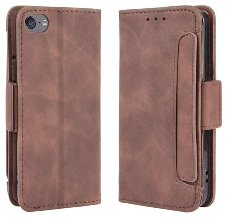 Hülle für iPod Touch 7,Retro magnetische Flip Case,PU Leder Wallet Design mit abnehmbaren Kartensteckplätzen -Brown