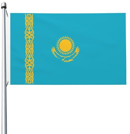 Bandiere decorative per feste su entrambi i lati, bandiera del Kazakistan stampata per interni ed esterni, con occhielli per appendere