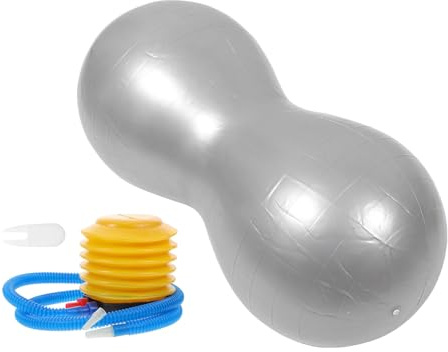 Lurrose 1 Satz PVC Massageball mit Aufblaspumpe Tragbar und Explosionsgeschützt für Yoga Gymnastik und Tanzübungen in Silber