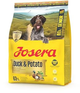 JOSERA Senior Ente & Kartoffel (1 x 900 g) | Premium Trockenfutter für ältere Hunde großer Größen | leckere Ente & Kartoffel | getreidefrei | Immune Plus Komplex | 1er Pack