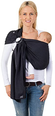 Hoppediz Ring-Sling, Baby-Tragetuch ab Geburt, 100 % schadstoffgeprüfte Baumwolle, Design Mailand