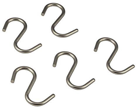 Gedotec S-Haken silber für Küchen-Utensilien - Tücher - Kleidung | 5 Stück - Universal Haken für 16 mm Rohr-Ø | Metall-Haken für Kleider-Schrank | Kleiderhaken für Relingstange zum Aufhängen