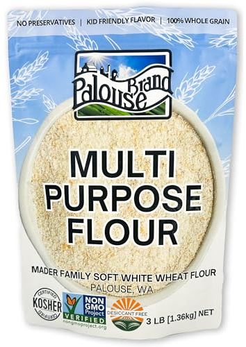 Certified Glyphosate Residue Free All Purpose Flour | 3 LBS | Whole Grain | Stone Ground | Non-GMO | 100% Non-Irradiated | Kosher | USA Grown | Field Traced | Resealable Bag