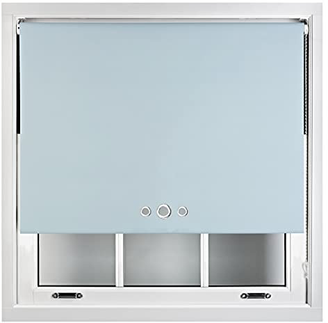 FURNISHED Blackout Roller Blinds Made to Measure With Triple Eyelets & Metal Fittings - Duck Egg Blue Up to 180W x 210H cm