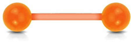 viva-adorno Barbell Piercing Stab Zungenpiercing Kunststoff Acryl Kugeln flexibel Brustpiercing Z312, Orange