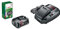 Bosch 18V Ersatz Akku PBA 18 (18 Volt System, 2,5 Ah) + Schnellladegerät (14,4 Volt System, 18 Volt System)