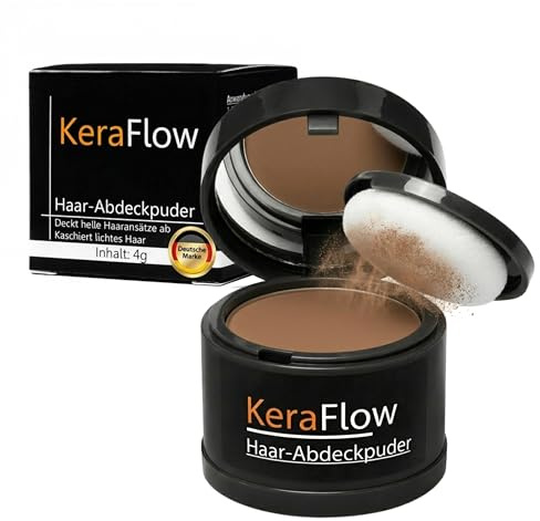 KeraFlow Ansatzpuder 4g – Haar-Concealer gegen Haaransatz – Hellbraun | Haarverdichtung & Haarpulver für grauen Ansatz & lichte Haare
