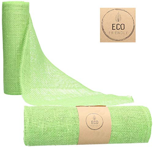 AmaCasa Juteband, Tischläufer, Soft Jute, Natur/Farbig 20cm/30cm breit, 5/10m Rolle | Tischband Deko Hochzeit rustikal Natur/Farbig (Zartgrün, 30cm - 5m)