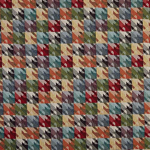 Kt KILOtela - Polsterstoff, Möbelstoff, Jacquard Gobelin, Dekostoff, Modische Accessoires, Tischdecke, Vorhang, oder Dekoartikel, Meterware ab 50 cm, Hahnentritt, Mehrfarbig
