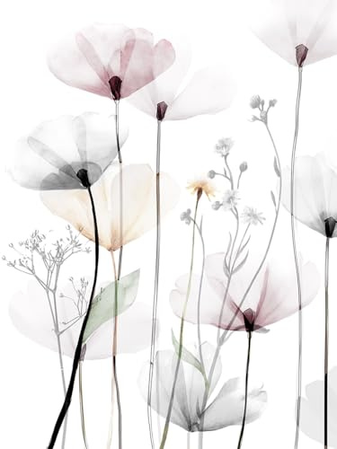 STYLER Leinwandbild Modern Poppy 1 60 x 80 cm I Wandbild Leinwand Mohnblumen Motiv I Wohnzimmer Schlafzimmer Esszimmer Büro I Wanddeko Home Design I Blumen Natur modern I Made in Europe