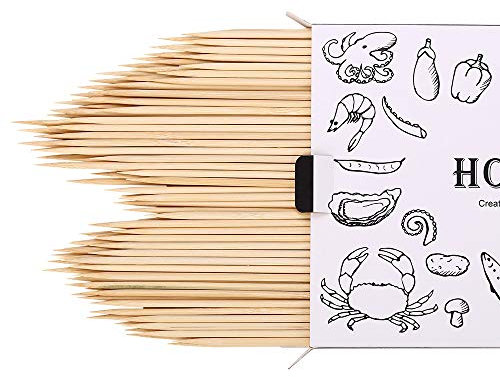 HOSSIAN 150 spiedini in bambù naturale, diametro 4 mm, per antipasti, caramello, mela, artigianato e cocktail (25CM.)