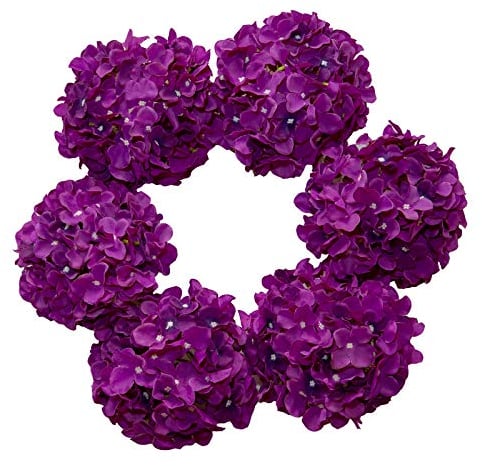 DuHouse Lot de 6 Fleurs artificielles d'hortensia en Soie avec Tige pour Mariage, Centre de Table, décoration d'intérieur (Violet Foncé)