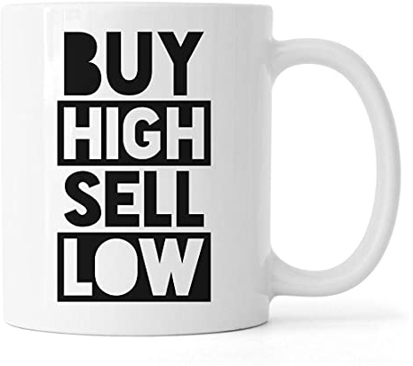 Stock Trader Meme Buy High Sell Low Funny Keramik Tee Kaffeebecher Weiß