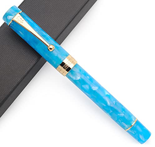 JINHAO Century Tofu 100 18KGP Füllfederhalter aus vergoldetem Harz (Himmelblau, Mittlere Feder)