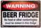 ERLOOD Warning Beer Fridge Durable Metal Tin Sign Funny Bar or Man Cave Decorative Vintage Signs