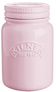 Kilner 0.6 Litre Dusty Pink Push Top Stoneware Storage Jar