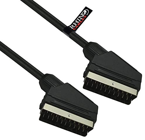 rhinocables Shielded SCART Cable - Gold-Plated 21-Pin Male to Male Lead | RGB AV Connector for VCR, DVD Player, TV, SKY Box, Android Boxes & More | High-Performance Audio Video Transfer (15m)