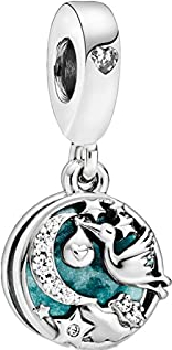 Charms S925 Sterling Silber Storch Funkelnde Sterne Baumeln Charms Perlen Anhänger Für Frauen Mädchen Tochter Mutter Freunde, Kompatibel Mit Pandora Charm Bracelets