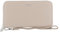 FLORA CO PARIS Portefeuille Femme Long Grand Format - Wallet Pochette Tout-en-Un A Lanière - Porte-Cartes Monnaies Zippées Originales - Similicuir Souple - Chic Tendance - Beige