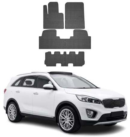 OMAC Gummi Fußmatten kompatibel mit Kia Sorento 2015-2020 Automatten Gummi Schwarz 6tlg