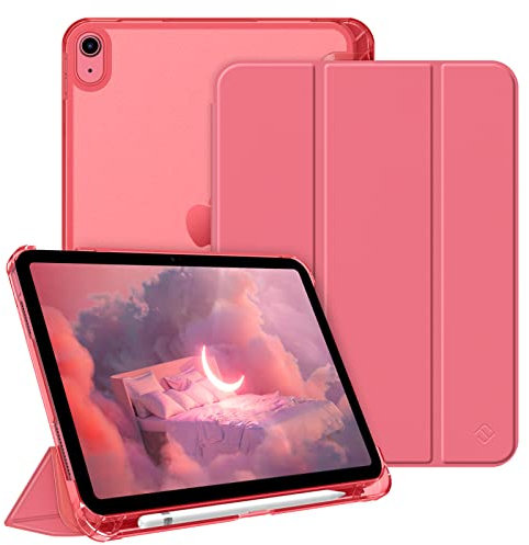 Fintie Hülle für iPad (A16) 11 Generation 11 Zoll 2025, iPad 10 Generation 10.9 Zoll 2022 mit Stifthalter - ultradünne leichte Schutzhülle mit transparenter Rückseite, Auto Schlaf/Wach, Pink
