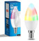 M LEDME - Bombilla LED Inteligente WiFi Vela 6W (Eq. 50 W) casquillo E14, sin necesidad de Hub, RGB+CCT, Regulable en intensidad, Luz Blanca y de Colores, compatible con Alexa y Google Home