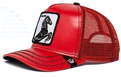 Goorin Bros. Cherry Mustang Stallion Horse Red Leather Adjustable Trucker cap