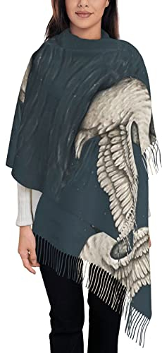 ASEELO Weißer Schwan Schal Damen Schal Kaschmir Langstapel Quaste Schal, modisch und vielseitig, bequem und warm., Schwarz, Einheitsgröße