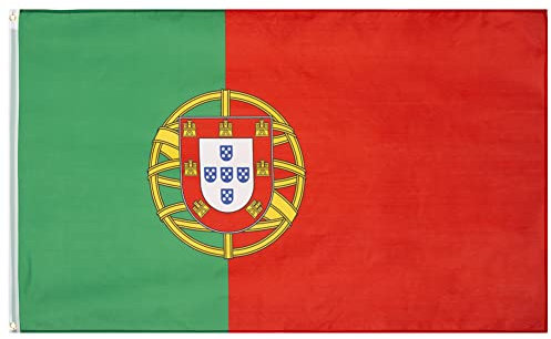 MUWO Flagge Nations Together 90 x 150 cm Nationalmanschaften, doppelseitige Gartenflagge, wetterfeste Fanflagge, Fußballflagge Polyester Länderfagge Deutschland mit Ösen (Portugal)