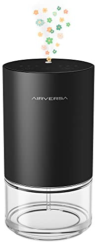 Airversa Aroma Diffuser für Ätherische Öle | Wasserlos, Akkubetrieben, Kabellos | Duftöl Diffuser mit Nano-Mist Technologie | Raumduft Diffuser mit Stunden Timer | Sicher & Effizient | Schwarz