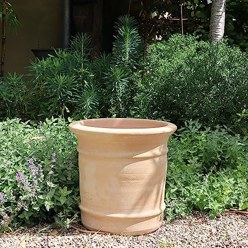 Palatina Werkstatt Pot de fleurs Canna en terre cuite, 33 cm, 100 % fait main, en terre cuite, pour le jardin et l'intérieur, robuste et élégant en toute saison