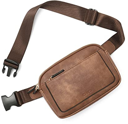CLUCI Bauchtasche Damen PU Leder Gürteltasche Kleine Umhängetasche Verstellbarer Schultergurt Stylisch Brusttasche Sport Mode Hüfttaschen Mokkabraun
