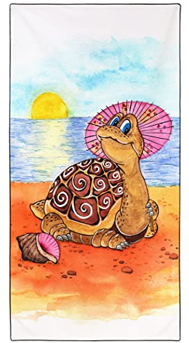 Violetpos Schnell Trocknende und Leichte Strand Handtücher Strandtuch groß 90x180 cm Schnelltrocknendes Mikrofaser Bedrucktes mit Schöne Schildkröte Strand Sonnenuntergang