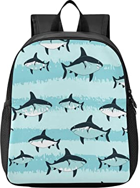 Kcldeci Kinder-Rucksack, Haifisch, Schule, Büchertasche, Rucksäcke für Jungen und Mädchen, mehrfarbig, Small