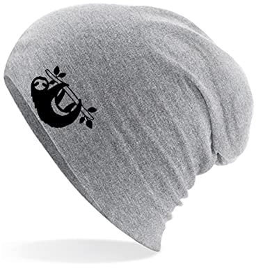 Huuraa Mütze Faultier Silhouette Geschenk Heather Grey Faultier Accessoire