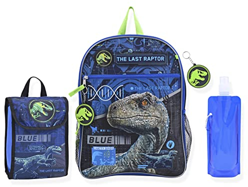 Jurassic World Jungen Rucksack Dinosaurier Rucksack | Elementar- und Kindergarten Kinder Rucksäcke für die Schule, Jurassic World 6-tlg, Einheitsgröße, Schulrucksack