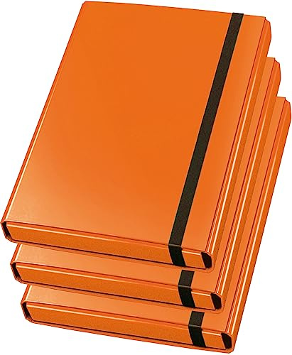 VELOFLEX 4443341 - Sammelbox Velocolor, DIN A4, mit Gummizug, Heftbox aus Karton, glanzkaschiert, 23 x 32 x 4 cm (Orange | 3er Pack)