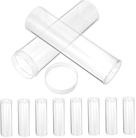 DOITOOL Plastic Coin Holder Tubes Coin Organiser Storage Box Quarter Holder 10pcs 32mm Diameter Easy Open Close Wear Resistant