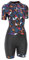 Radsport-Skinsuit für Damen, gepolstert, einteilig, Trisuit, Bike-Top, kurz, sublimiertes Design, Trägerhose, Dreieck, L