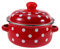 HOMSFOU Emaille Suppentopf Mit Doppelgriffen Und Deckel Zum Kochen Von Suppe Und Porridge Energiefördernd Und Isolierend Retro Design Rot Mit Weißen Punkten