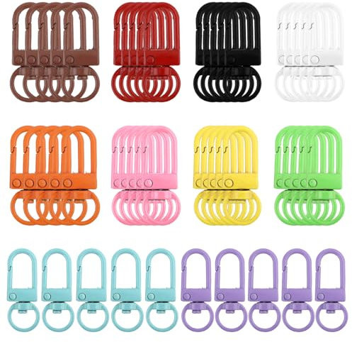 50 Pcs Swivel Snap Hooks with Key Rings, Colorful Premium Metal Swivel Lobster Claw Clasps Snap Hooks Heavy Duty, Key Chain Clip Hooks with Key Rings for Keychain Lanyard Making, Purse Hardware