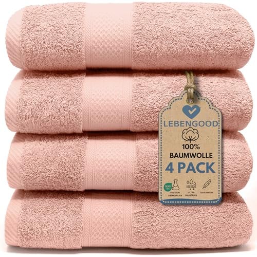LEBENGOOD Handtücher Set, 4 Handtücher 50x90 aus Baumwolle - 100% Oeko-TEX®, Handtuch, Gästehandtücher, Badetuch, Badetücher, Duschtuch, Duschhandtuch, Badehandtuch, Duschtücher. (4 50X90 Nude)