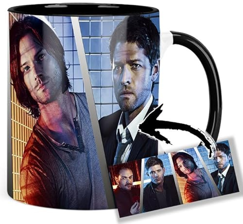 Supernatural Mark Sheppard Jensen Ackles Jared Padalecki Misha Collins Tasse Innen & Henkel Schwarz Keramikbecher Mug