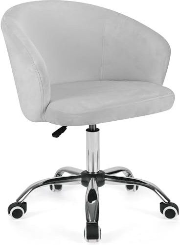 T-THREE.Velvet office and makeup chair, swivel rolling computer seat, height-adjustable ergonomic desk chair., Suitable for Home Office(Gray)